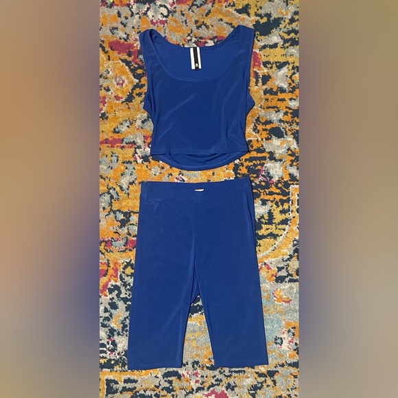 Pants - Women's Blue Sleeveless 2piece Short set